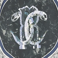 T-Shirt With Mirror Snake Monogram And Marble Print