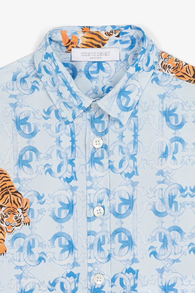 Tiger logo-print short-sleeved shirt