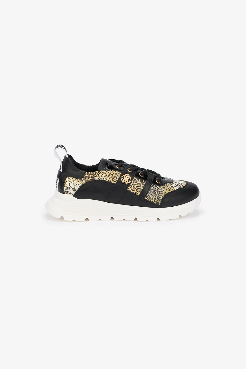 Leopard Print Leather Sneakers