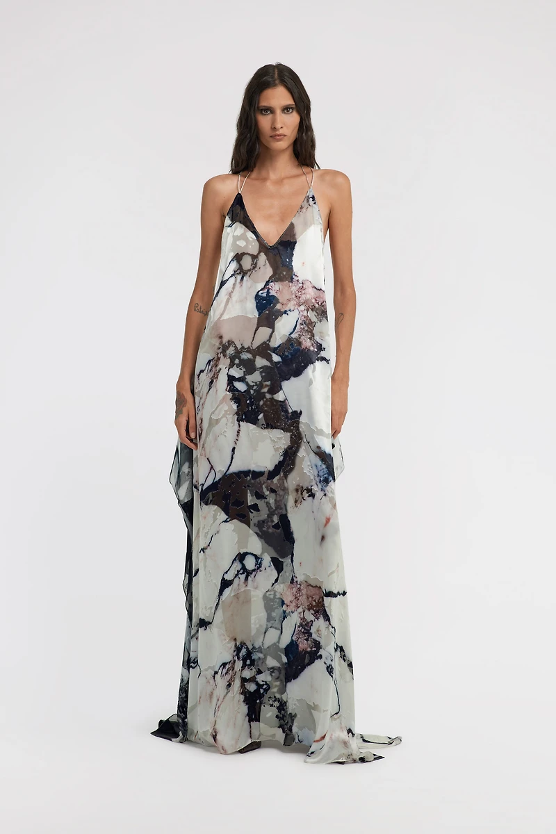 Marble print long Dress