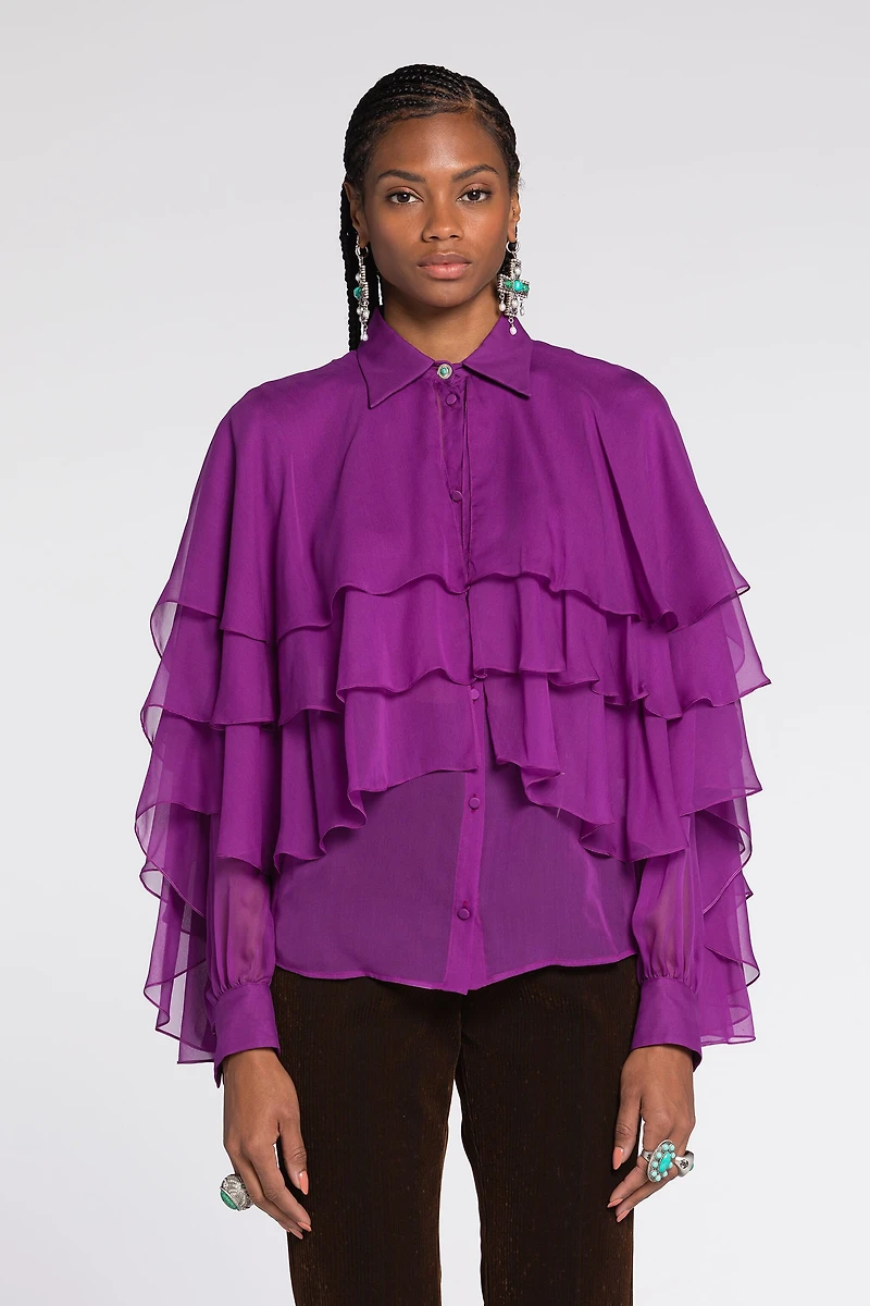 Ruffled Silk Blouse