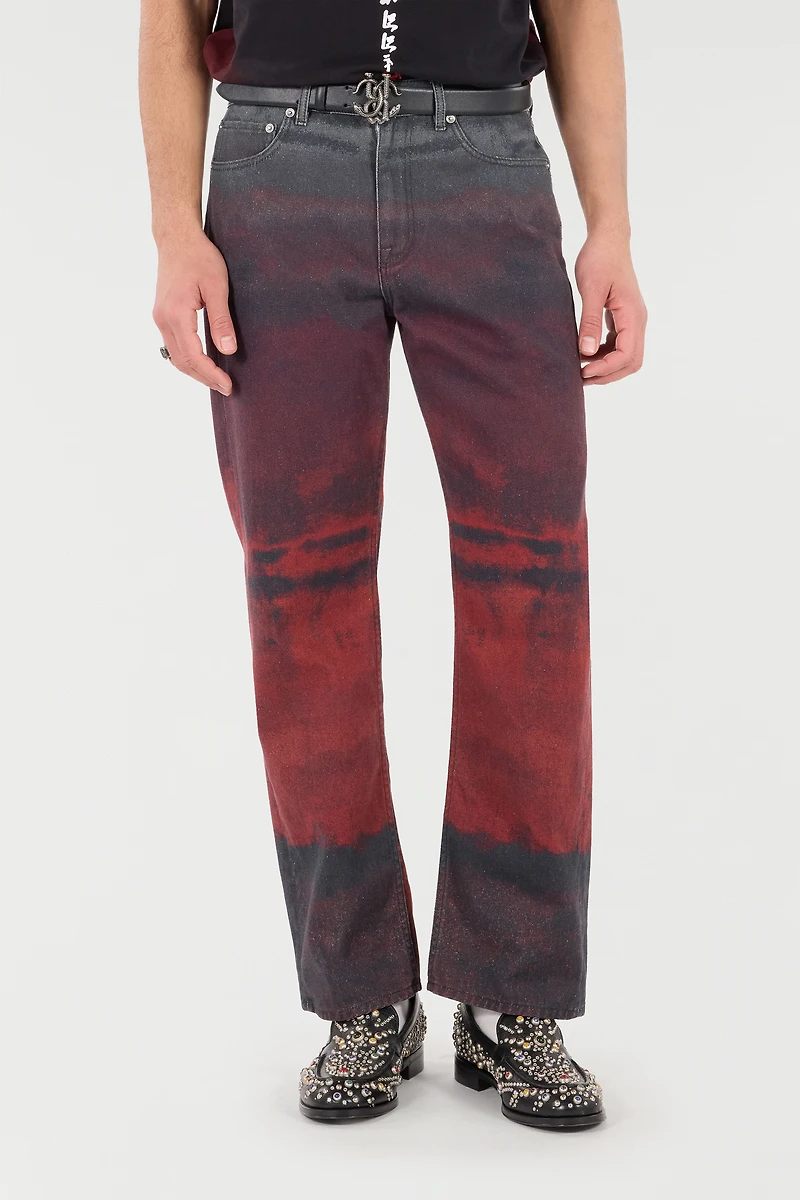 Jeans With A Mottled Print Effect