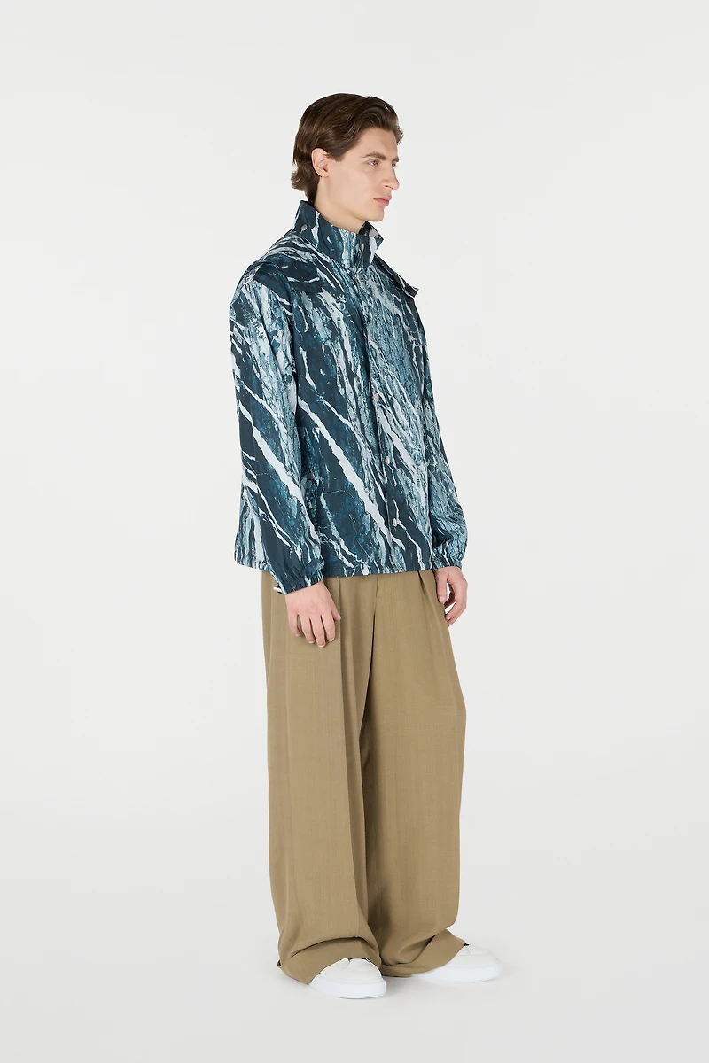 Marble-Print Bomber Jacket