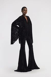 Velvet pants with Ray of Gold print