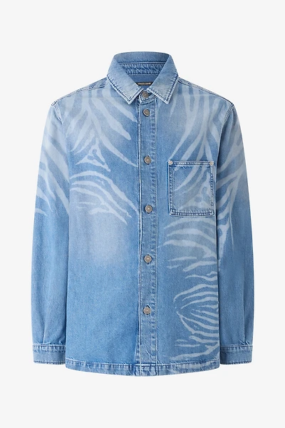 Denim Shirt With Tiger Skin Print