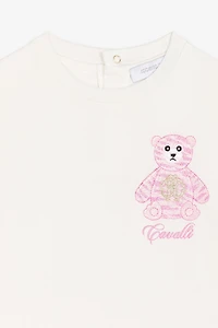 Teddy Bear-Embroidered Cotton T-Shirt