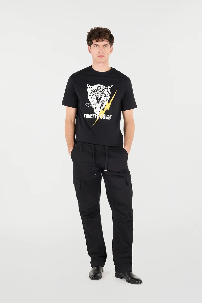 T-Shirt With Lightning Bolt And Jaguar