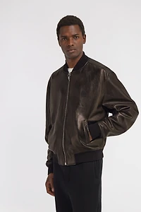 Leather bomber jacket