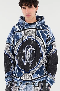 Sweatshirt With Marble Print And Embellishments