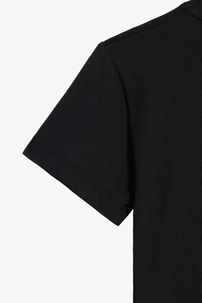 Black T-Shirt with Flower Print