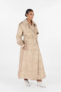 Grid Trench Coat with belt