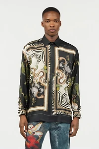 Zebra And Snake Print Silk Shirt