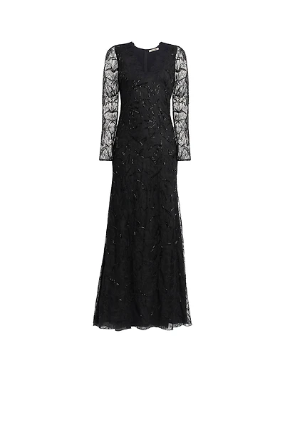 Black layered lace gown