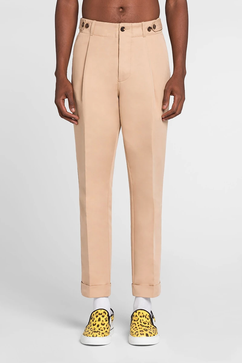 Pleat-detail straight-leg trousers