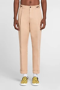 Pleat-detail straight-leg trousers