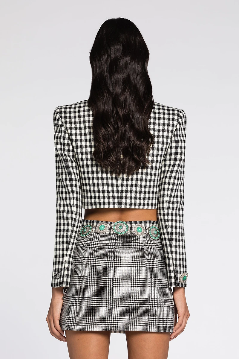 Gingham Cropped Blazer