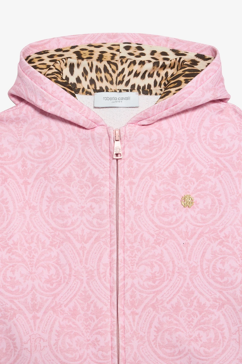 Baby Pink Sweatshirt with Floral Print