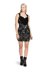 Floral Bead-Embellished Mini Dress