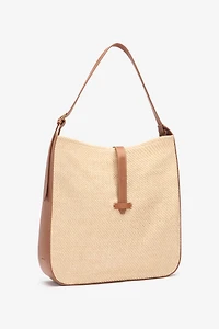 Large Raffia-Effect Shoulder Bag