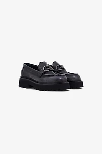 Loafers with metal buckle