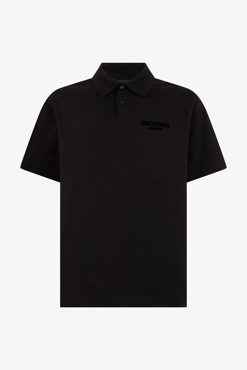 Black Polo With Embroidered Logo