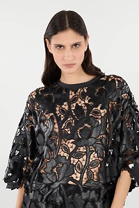 Lace Top With Floral Macramé