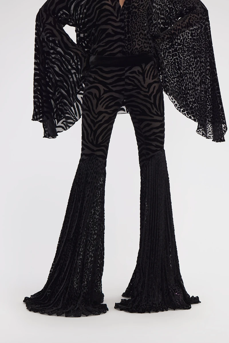 Velvet pants with Ray of Gold print