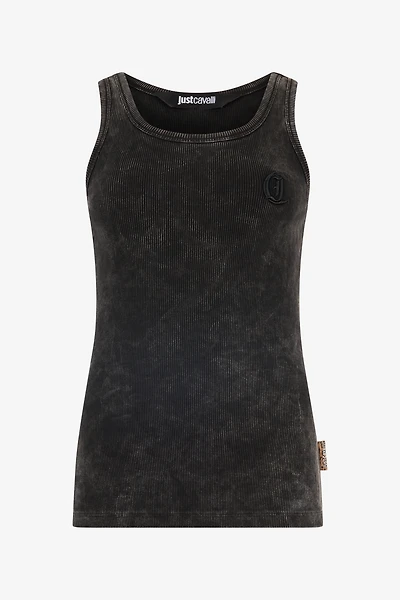 Stretch Cotton Tank Top With JC Monogram
