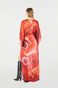 Long Dress With Rose Print