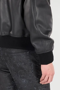 Leather Bomber Jacket With Hood