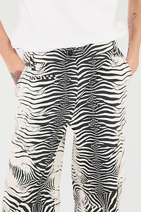 Stretch Cotton Pants With White Tigress Print