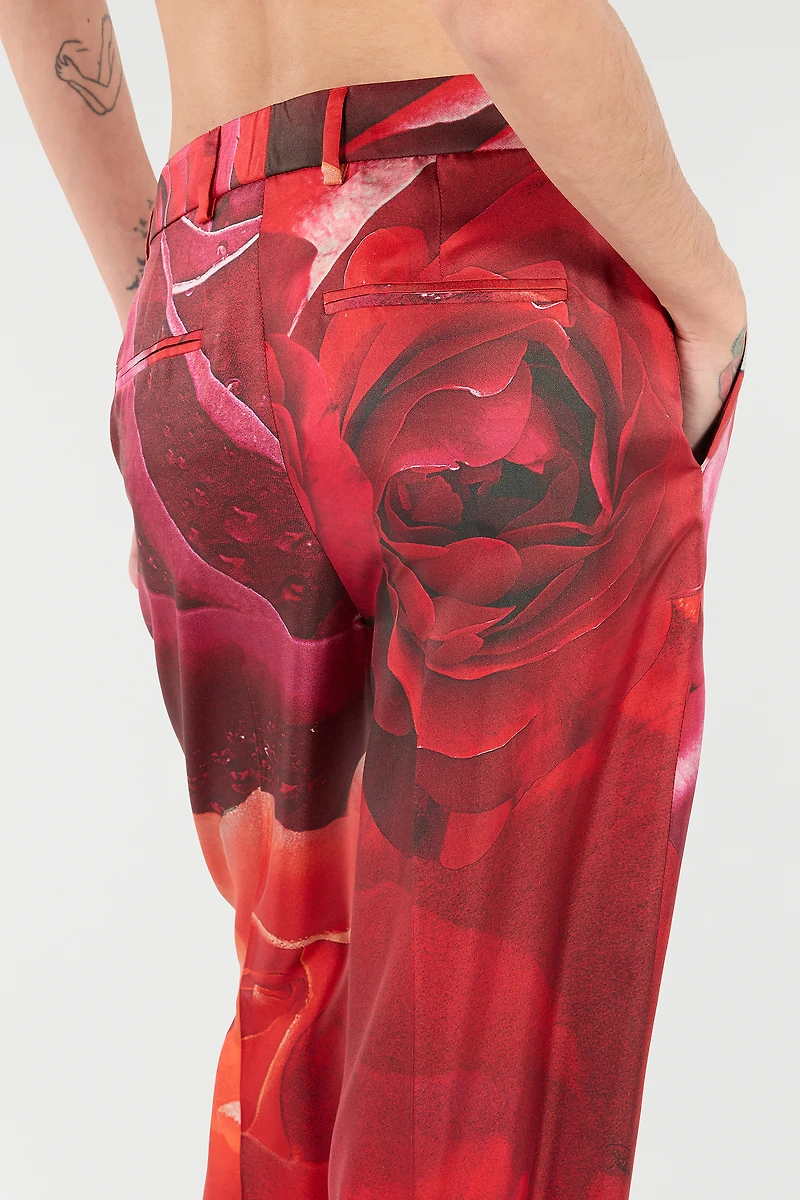 Rose-Print Pants