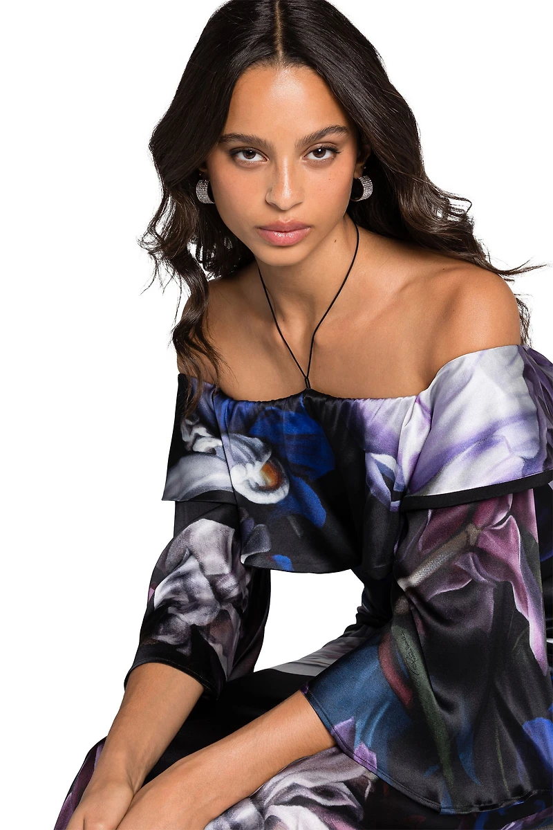 Floral-Print Ruffled Maxi Dress