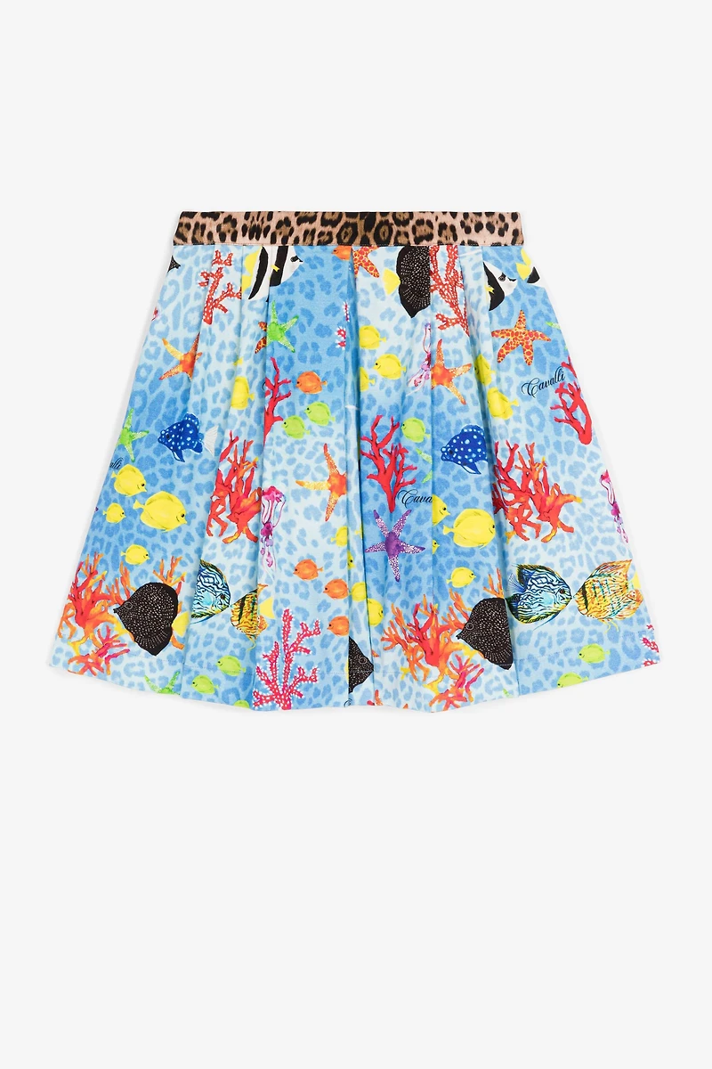 Sea-motif pleated skirt