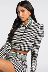 Gingham Cropped Blazer