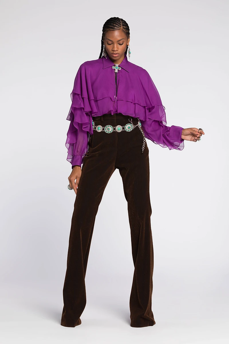 Ruffled Silk Blouse