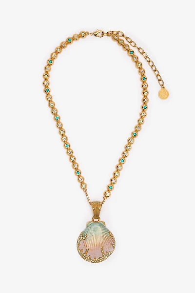 Necklace With Shell Pendant And Crystals