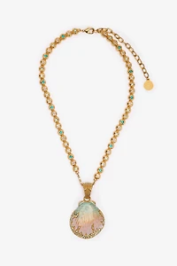 Necklace With Shell Pendant And Crystals