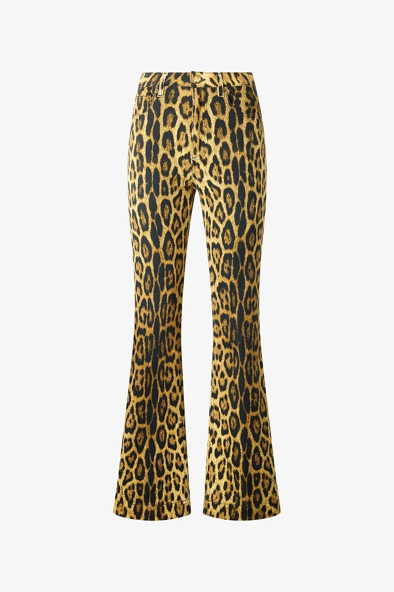 Denim Jeans With Jaguar Skin Print
