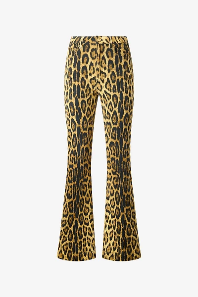 Denim Jeans With Jaguar Skin Print