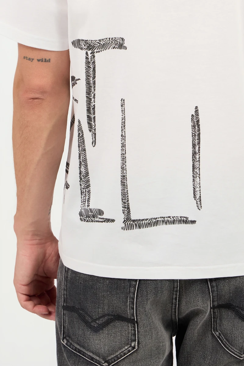 White Cotton T-Shirt With Graphic Print