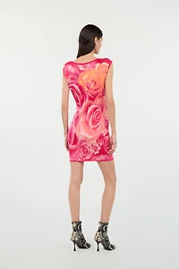 Mini Dress With Garden Rose Print