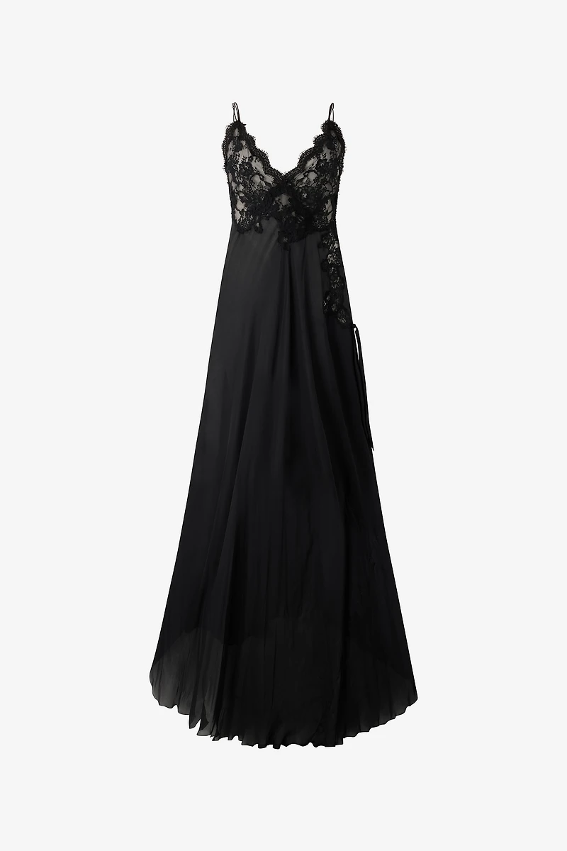 Extra-Long Black Silk Dress