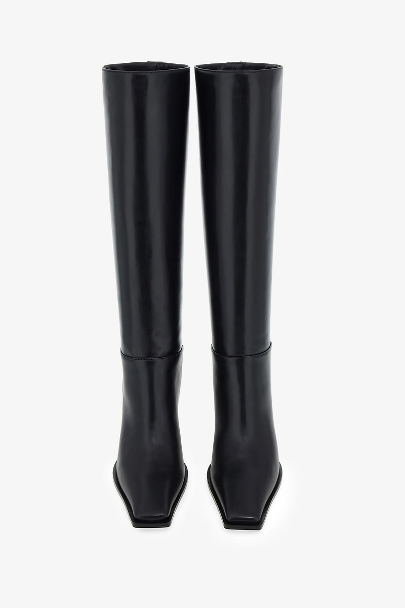 Leather knee-high boots