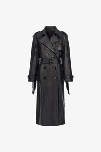 Fringed Leather Trench Coat