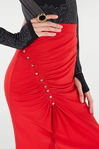 Midi Skirt With Ruched Detail