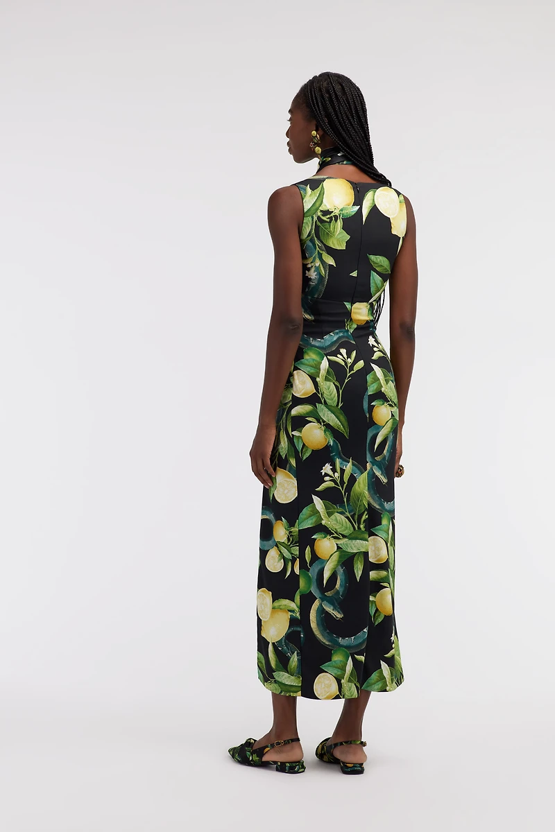 Midi dress with Lemon print