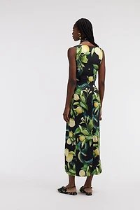 Midi dress with Lemon print