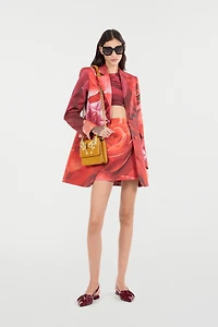 Long Blazer With Rose Print