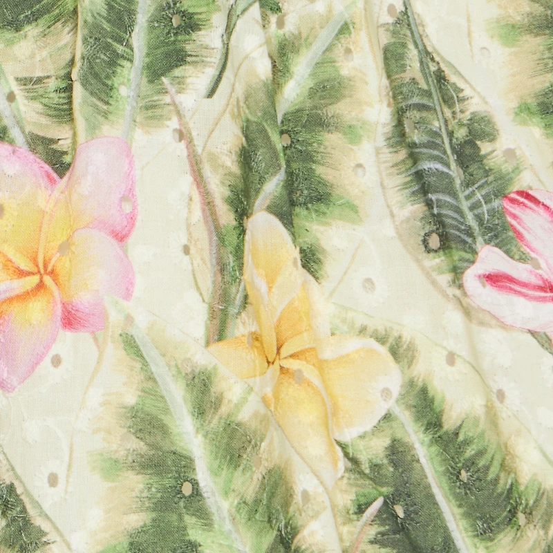 Broderie Anglaise Dress With Leaf And Flower Print